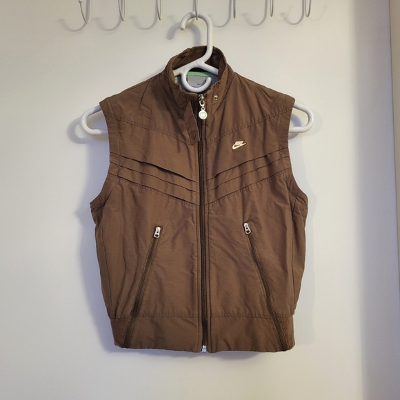 Nike Women Motorcycle Brown Full Zip Two-Way Jacket Vest Top - Picture 11 of 16